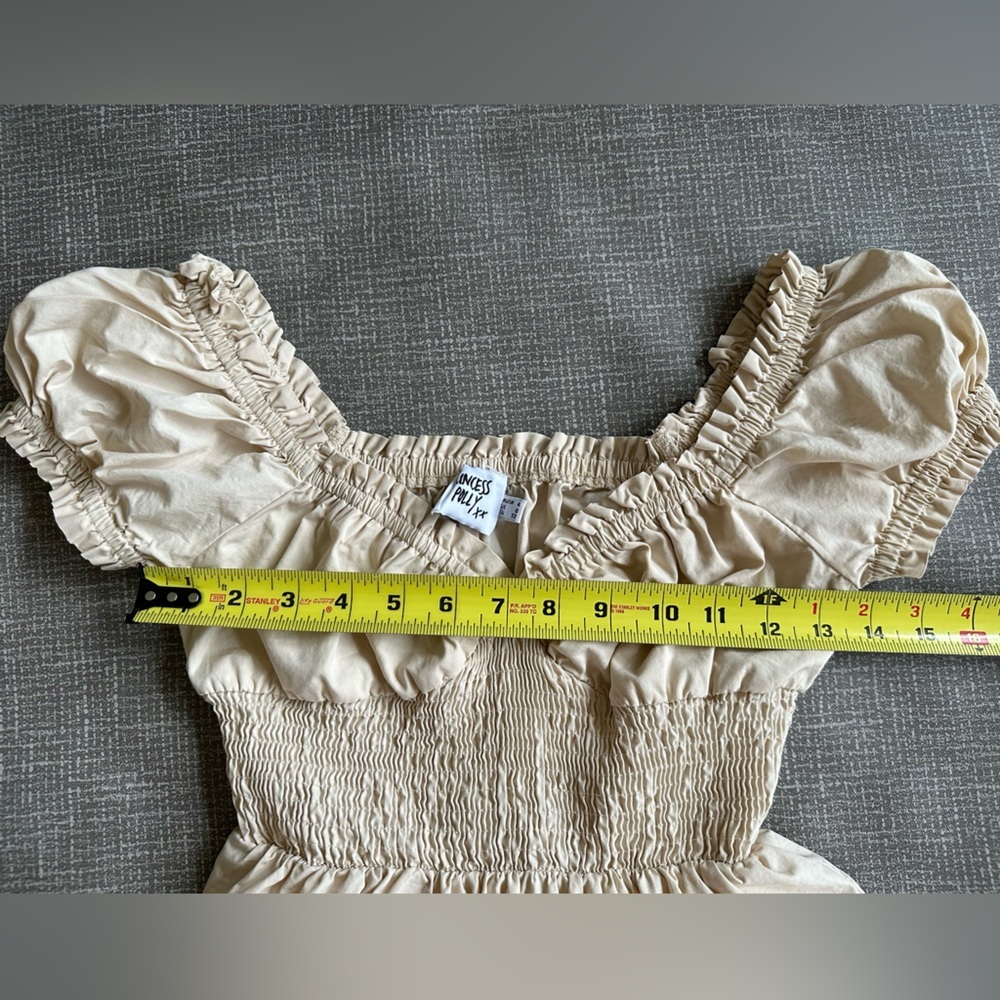 Princess Polly size 0 Daniela Smocked Mini Dress in Tan - Picture 10 of 12